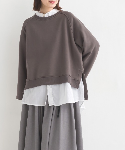 OMNES(オムネス)の「裏起毛ラグランスリーブプルオーバー長袖(Tシャツ/カットソー・レディース・アイボリー/ブルーグレー/カーキ/チャコールグレー・FREE)」の15枚目の写真