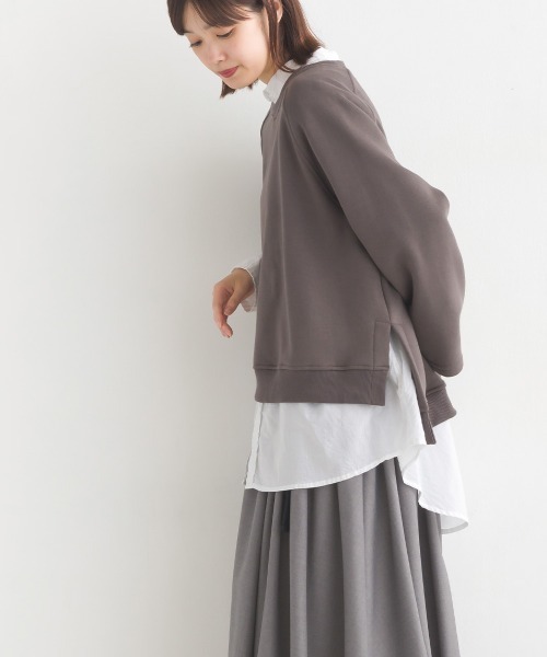 OMNES(オムネス)の「裏起毛ラグランスリーブプルオーバー長袖(Tシャツ/カットソー・レディース・アイボリー/ブルーグレー/カーキ/チャコールグレー・FREE)」の16枚目の写真