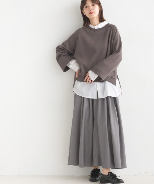 OMNES(オムネス)の「裏起毛ラグランスリーブプルオーバー長袖(Tシャツ/カットソー・レディース・アイボリー/ブルーグレー/カーキ/チャコールグレー・FREE)」の18枚目の写真