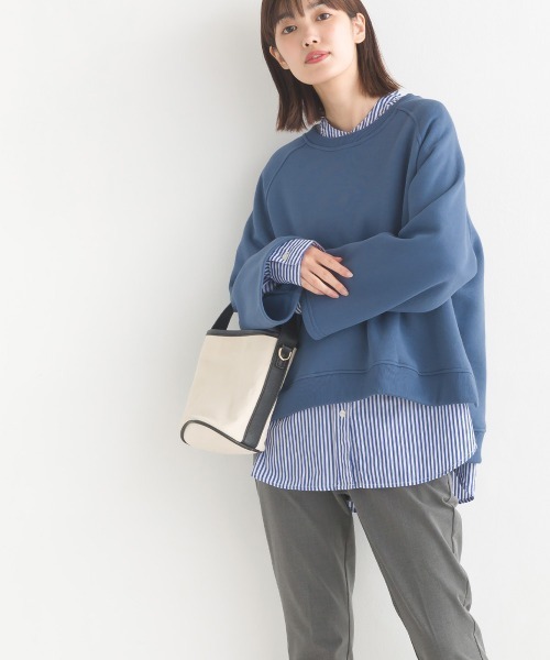 OMNES(オムネス)の「裏起毛ラグランスリーブプルオーバー長袖(Tシャツ/カットソー・レディース・アイボリー/ブルーグレー/カーキ/チャコールグレー・FREE)」の20枚目の写真