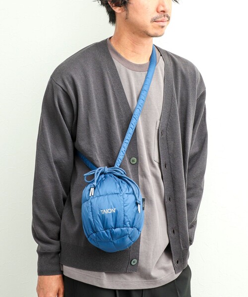 TAION（タイオン）の「【TAION/タイオン】DRAW STRING DOWN BAG S（ショルダーバッグ・メンズ・ネイビー/オリーブ/チャコールグレー/パープル/ベージュ/ブラック/ブルー・FREE）」の14枚目の写真