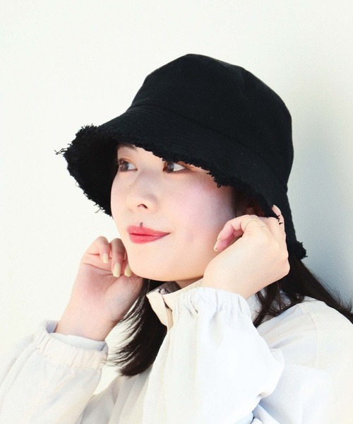 BEAMS HEART（ビームスハート）の「BEAMS HEART / つば先 フリンジハット（ハット・レディース・ベージュ/サックスブルー/ブラック/ホワイト系その他5・FREE）」の6枚目の写真