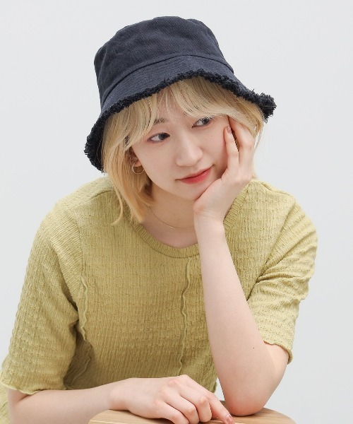 BEAMS HEART（ビームスハート）の「BEAMS HEART / つば先 フリンジハット（ハット・レディース・ベージュ/サックスブルー/ブラック/ホワイト系その他5・FREE）」の7枚目の写真