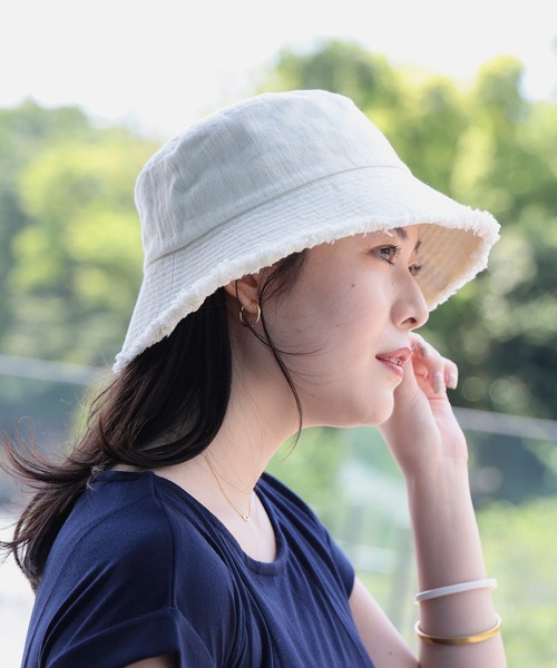 BEAMS HEART（ビームスハート）の「BEAMS HEART / つば先 フリンジハット（ハット・レディース・ベージュ/サックスブルー/ブラック/ホワイト系その他5・FREE）」の14枚目の写真