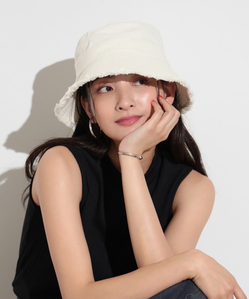 BEAMS HEART（ビームスハート）の「BEAMS HEART / つば先 フリンジハット（ハット・レディース・ベージュ/サックスブルー/ブラック/ホワイト系その他5・FREE）」の19枚目の写真