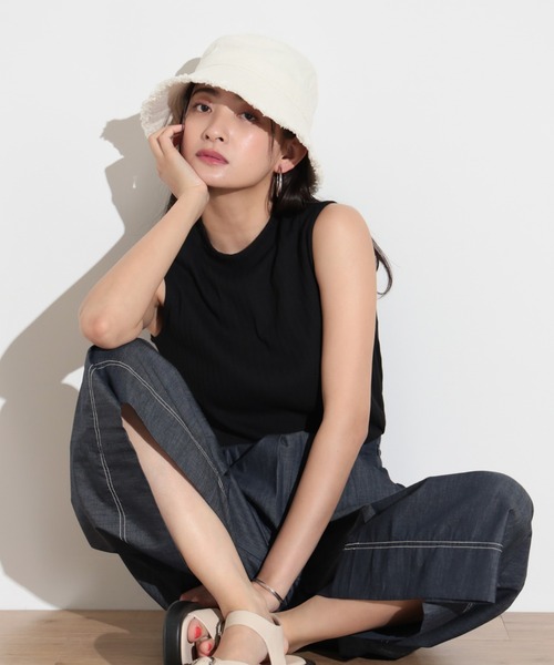 BEAMS HEART（ビームスハート）の「BEAMS HEART / つば先 フリンジハット（ハット・レディース・ベージュ/サックスブルー/ブラック/ホワイト系その他5・FREE）」の18枚目の写真