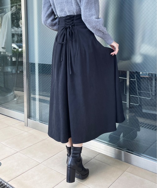 one way（ワンウェイ）の「バックレースアップフレアスカート（スカート・レディース・グレー/ブラック/ブラウン・FREE）」の7枚目の写真