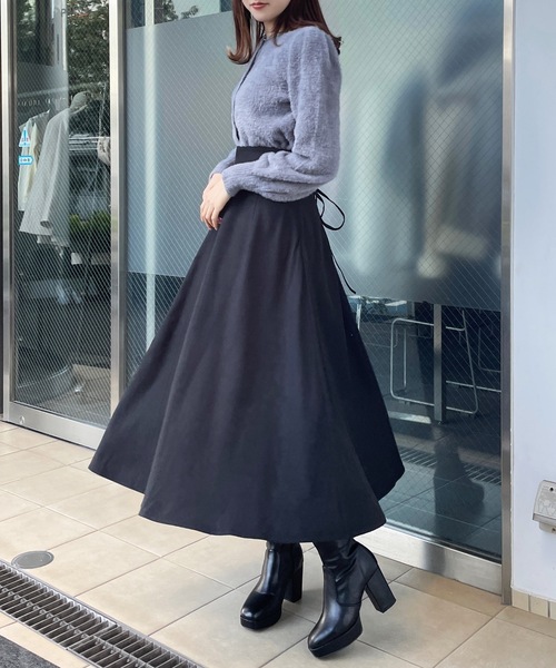 one way（ワンウェイ）の「バックレースアップフレアスカート（スカート・レディース・グレー/ブラック/ブラウン・FREE）」の8枚目の写真