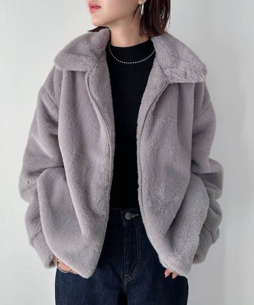 CLEA（クレア）の「フェイクファーブルゾン（ブルゾン・レディース・アイボリー/ライトグレー/モカ・FREE）」の11枚目の写真