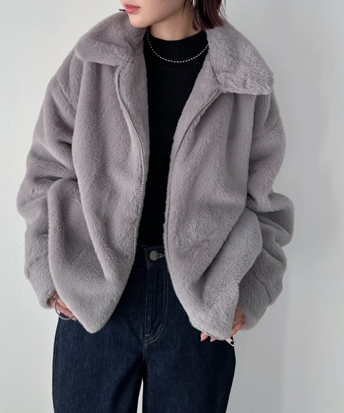 CLEA（クレア）の「フェイクファーブルゾン（ブルゾン・レディース・アイボリー/ライトグレー/モカ・FREE）」の12枚目の写真