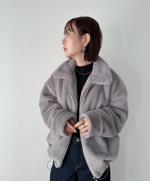 CLEA（クレア）の「フェイクファーブルゾン（ブルゾン・レディース・アイボリー/ライトグレー/モカ・FREE）」の17枚目の写真