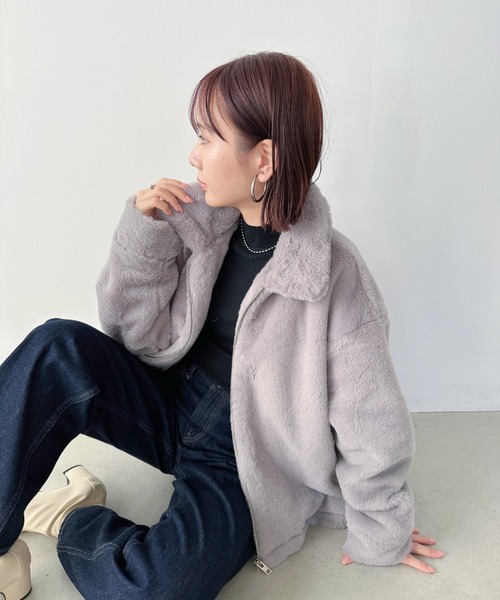 CLEA（クレア）の「フェイクファーブルゾン（ブルゾン・レディース・アイボリー/ライトグレー/モカ・FREE）」の21枚目の写真