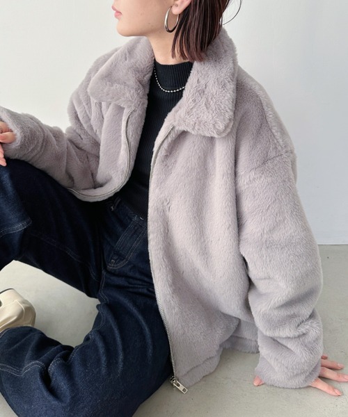 CLEA（クレア）の「フェイクファーブルゾン（ブルゾン・レディース・アイボリー/ライトグレー/モカ・FREE）」の19枚目の写真