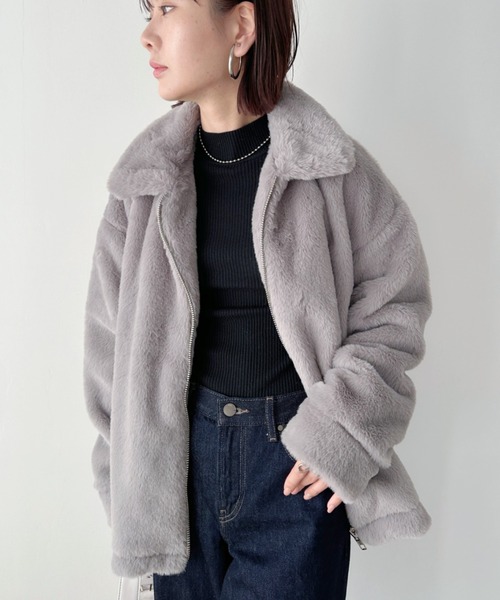 CLEA（クレア）の「フェイクファーブルゾン（ブルゾン・レディース・アイボリー/ライトグレー/モカ・FREE）」の15枚目の写真