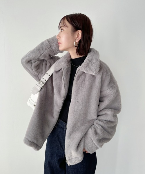 CLEA（クレア）の「フェイクファーブルゾン（ブルゾン・レディース・アイボリー/ライトグレー/モカ・FREE）」の16枚目の写真