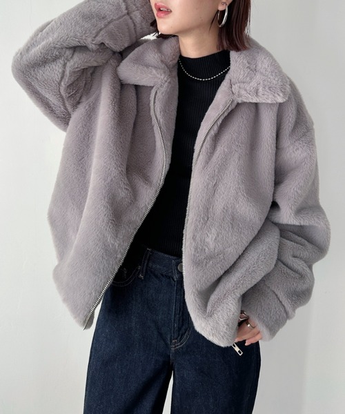 CLEA（クレア）の「フェイクファーブルゾン（ブルゾン・レディース・アイボリー/ライトグレー/モカ・FREE）」の10枚目の写真