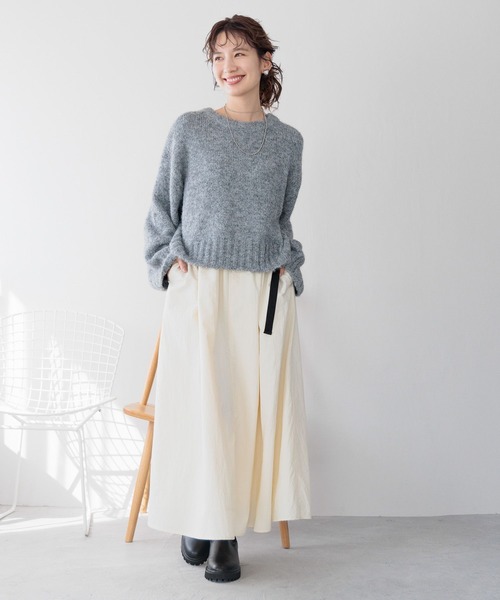 LEPSIM(レプシィム)の「ベルト付きギャザースカート 989939(スカート・レディース・アイボリー/ブラック/カーキ・FREE)」の6枚目の写真