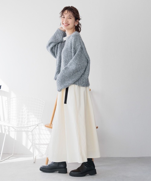 LEPSIM(レプシィム)の「ベルト付きギャザースカート 989939(スカート・レディース・アイボリー/ブラック/カーキ・FREE)」の7枚目の写真