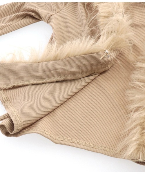 LATINA（ラティーナ）の「フェイクファー フロントリボン カーディガン 長袖（カーディガン/ボレロ・レディース・ブラック/ベージュ・FREE）」の6枚目の写真