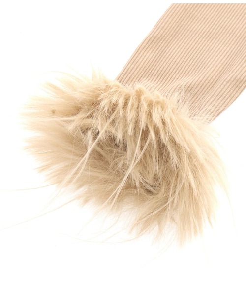 LATINA（ラティーナ）の「フェイクファー フロントリボン カーディガン 長袖（カーディガン/ボレロ・レディース・ブラック/ベージュ・FREE）」の5枚目の写真