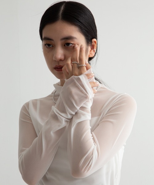 Uenui(ウニュイ)の「seethrough tops(Tシャツ/カットソー・レディース・ホワイト/イエロー/ブラック・FREE)」の5枚目の写真