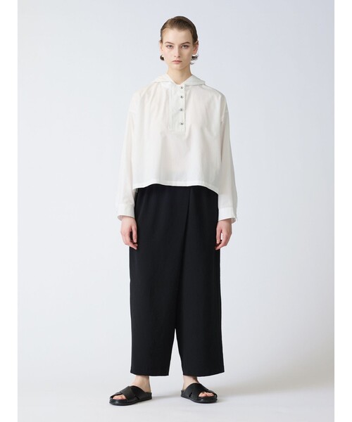 1回着mizuiroindミズイロインドフード付きワイドショートプルオーバー 楽天市場】ミズイロインド mizuiro ind ストライプ フード付きショート