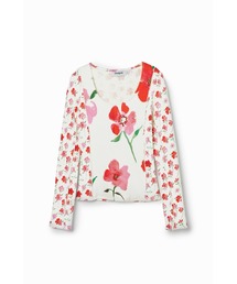 花柄パッチワーク Tシャツ