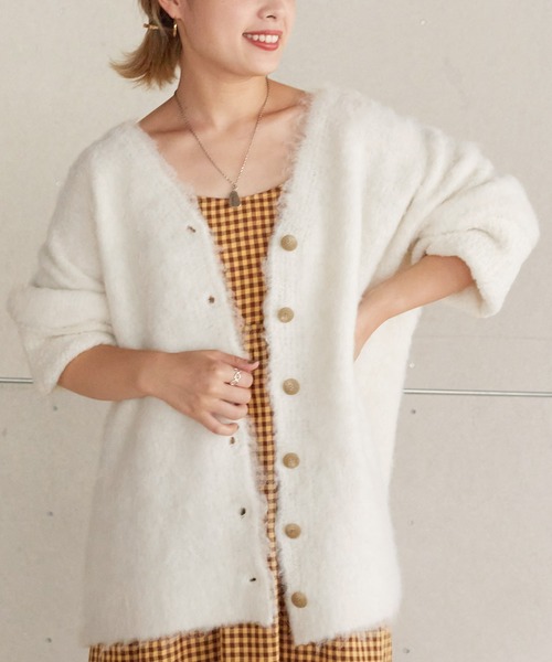 w closet（ダブルクローゼット）の「ブークレ-Vネックカーディガン