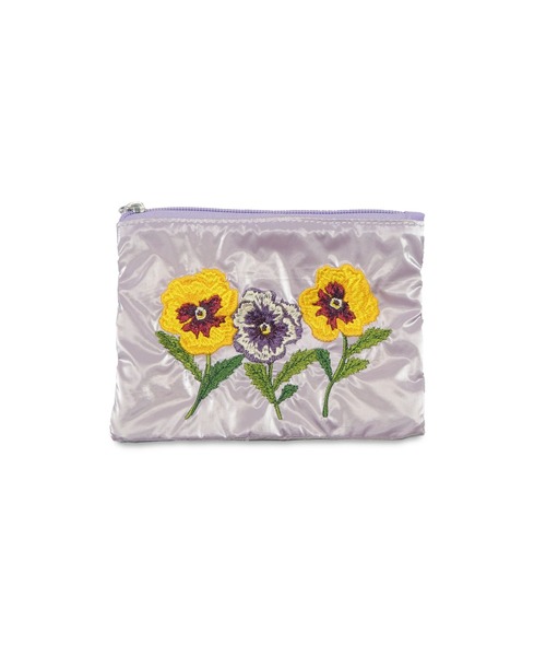Casselini(キャセリーニ)の「Casselini(キャセリーニ)エンブロイダリーフラワーポーチ(ポーチ・レディース・ラベンダー/ブラック/シルバー・FREE)」の9枚目の写真