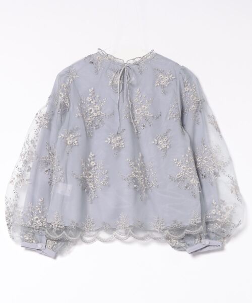 mysty woman（ミスティウーマン）の「フローラル刺繍ロングスリーブブラウス　105080（シャツ/ブラウス・レディース・モカ/ブルー系その他/アイボリー/ピンクベージュ・FREE）」の9枚目の写真