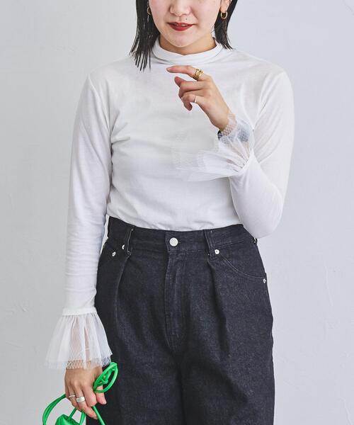 coen（コーエン）の「袖チュールタートルネックカットソー（Tシャツ/カットソー・レディース・ブラック/オフホワイト・M/L）」の14枚目の写真