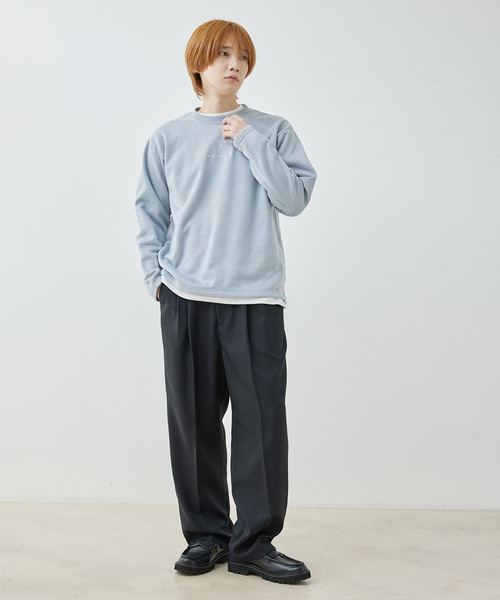  j.n.r.d（ジェー・エヌ・アール・ディー）の「j.n.r.d/スウェードワンポイントレイヤードプルオーバー（Tシャツ/カットソー・メンズ・サックスブルー/キナリ/ライトグリーン・L/LL/M）」の11枚目の写真