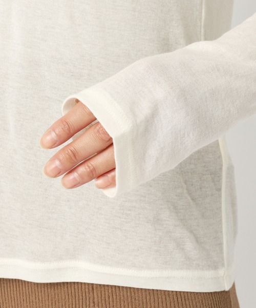 BABYLONE（バビロン）の「シアーフライスクルーネックプルオーバー（Tシャツ/カットソー・レディース・オフホワイト/チャコール/サーモンピンク・フリー）」の12枚目の写真