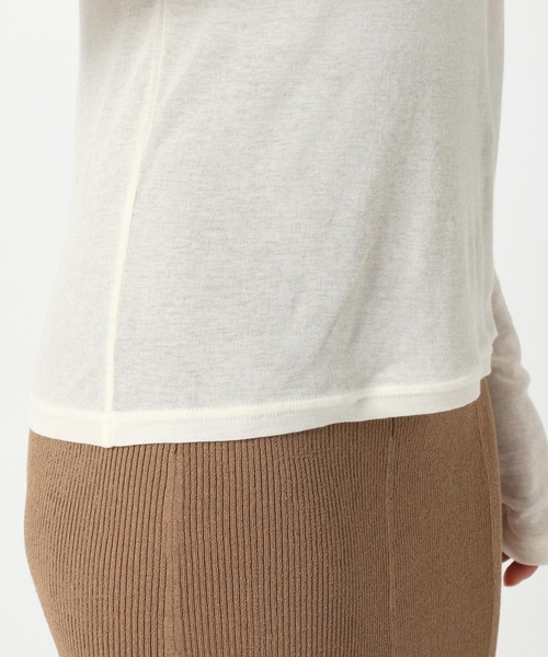 BABYLONE（バビロン）の「シアーフライスクルーネックプルオーバー（Tシャツ/カットソー・レディース・オフホワイト/チャコール/サーモンピンク・フリー）」の13枚目の写真