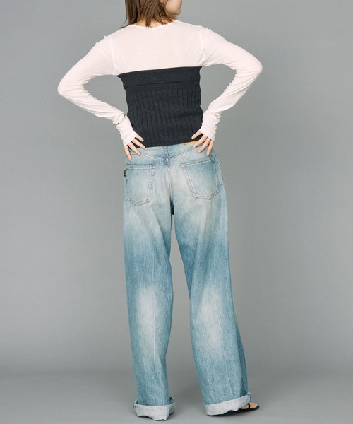 BABYLONE（バビロン）の「シアーフライスクルーネックプルオーバー（Tシャツ/カットソー・レディース・オフホワイト/チャコール/サーモンピンク・フリー）」の21枚目の写真