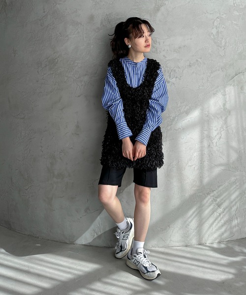 versionofyouバイカーリブパンツ FUULLY STUDIO パンツ ストレッチリブバイカーパンツ レディース