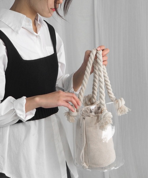 minia(ミニア)の「ロープクリアバケツバッグ(ハンドバッグ・レディース・ブラウン/グレー/クリア・FREE)」の6枚目の写真