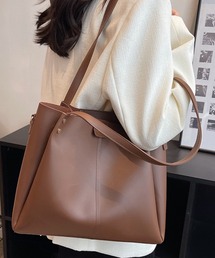 urbanfemine./A4サイズ収納 PU 横長トートバッグ U7189