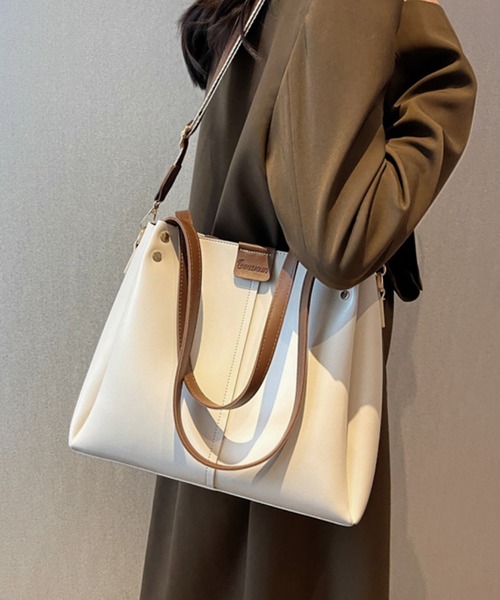 TONE SELECT GOODS(トーンセレクトグッズ)の「urbanfemine./A4サイズ収納 PU 横長トートバッグ U7189(トートバッグ・レディース・ブラック/ブラウン/ホワイト/ベージュ・FREE)」の13枚目の写真