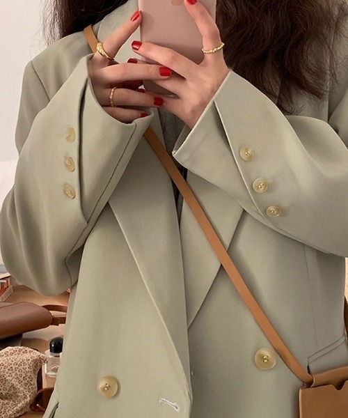 Achic（アシック）の「ルーズスタイルテーラードジャケット（テーラードジャケット・レディース・グリーン/ブラウン・M）」の16枚目の写真