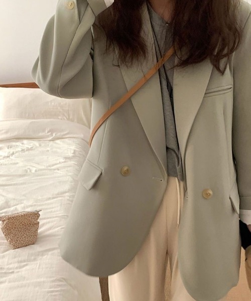 Achic（アシック）の「ルーズスタイルテーラードジャケット（テーラードジャケット・レディース・グリーン/ブラウン・M）」の9枚目の写真