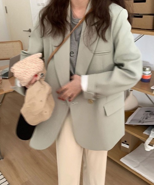 Achic（アシック）の「ルーズスタイルテーラードジャケット（テーラードジャケット・レディース・グリーン/ブラウン・M）」の11枚目の写真