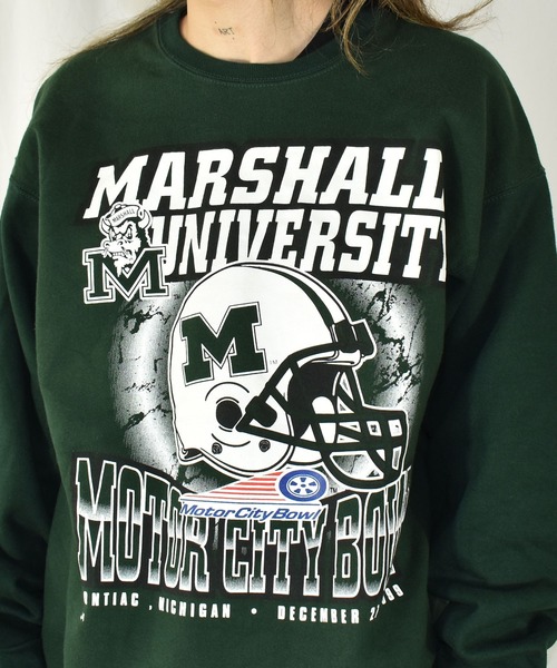 【ヴィンテージ古着】90's MARSHALL UNIVERSITY ''DEAD STOCK'' ツートン クルーネックスウェット（スウェット）｜VINTAGE（ヴィンテージ）