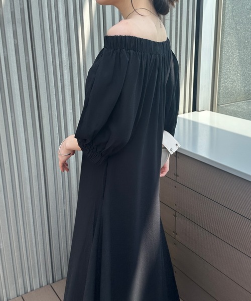 セール】オフショルリネンAラインボリュームワンピース（ワンピース