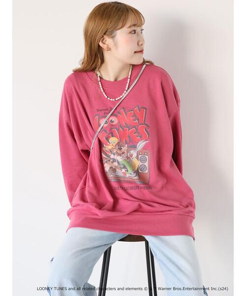 ehka sopo(エヘカソポ)の「【WarnerBros.】プリントスウェット(Tシャツ/カットソー・レディース・グリーン/ピンク/サックスブルー/ブラック/オフホワイト・F)」の5枚目の写真