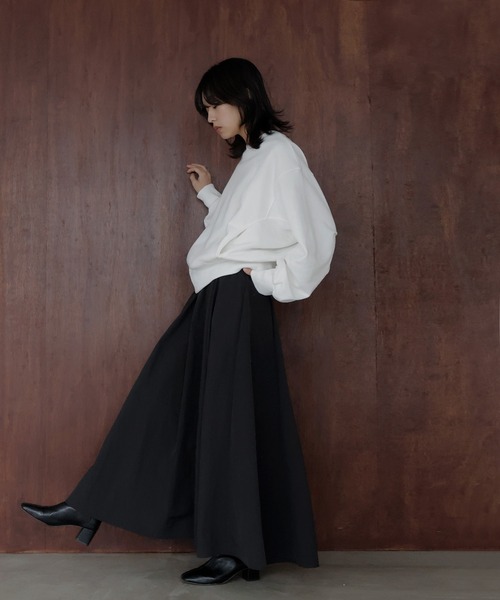 hellam(へラム)の「ギャザーフレアZIPスカート(スカート・レディース・ブラック/チャコール/ホワイト・FREE)」の6枚目の写真