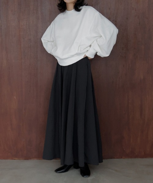 hellam(へラム)の「ギャザーフレアZIPスカート(スカート・レディース・ブラック/チャコール/ホワイト・FREE)」の7枚目の写真