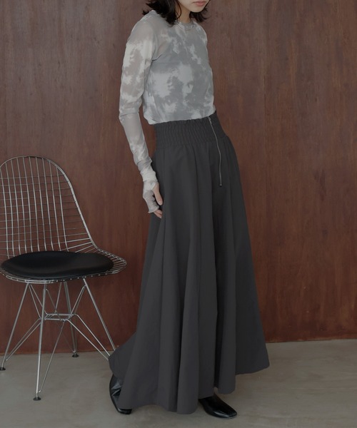 hellam(へラム)の「ギャザーフレアZIPスカート(スカート・レディース・ブラック/チャコール/ホワイト・FREE)」の11枚目の写真