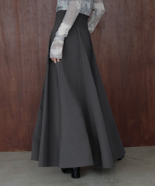 hellam(へラム)の「ギャザーフレアZIPスカート(スカート・レディース・ブラック/チャコール/ホワイト・FREE)」の12枚目の写真