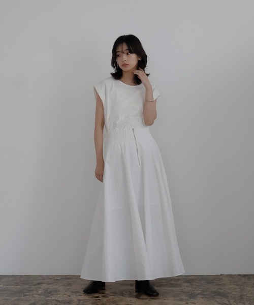 hellam(へラム)の「ギャザーフレアZIPスカート(スカート・レディース・ブラック/チャコール/ホワイト・FREE)」の15枚目の写真